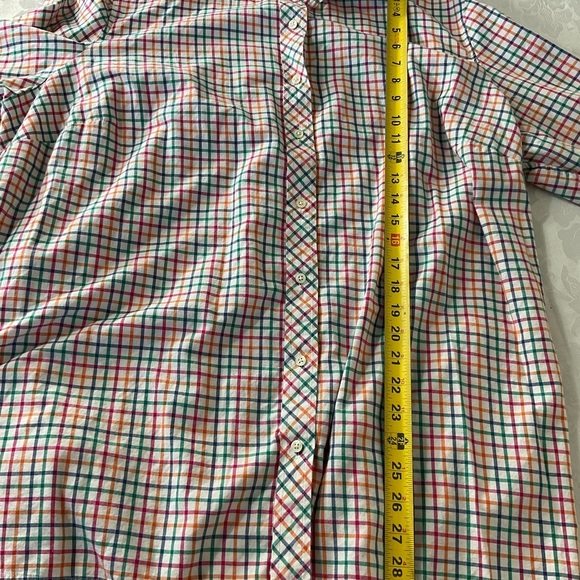 TALBOTS-white/blue/pink checked 100% cotton button-up tunic Women Size 3x - Picture 7 of 10